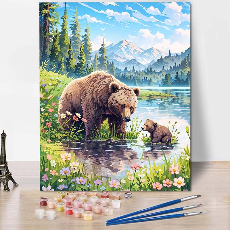 Bear Family Paint By Numbers Kits Creative Gift for Family