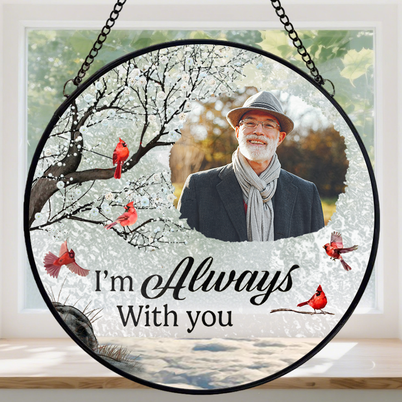 Personalized Stained Glass Window Hanging Suncatcher Custom Photo Memorial Gift for Family Members