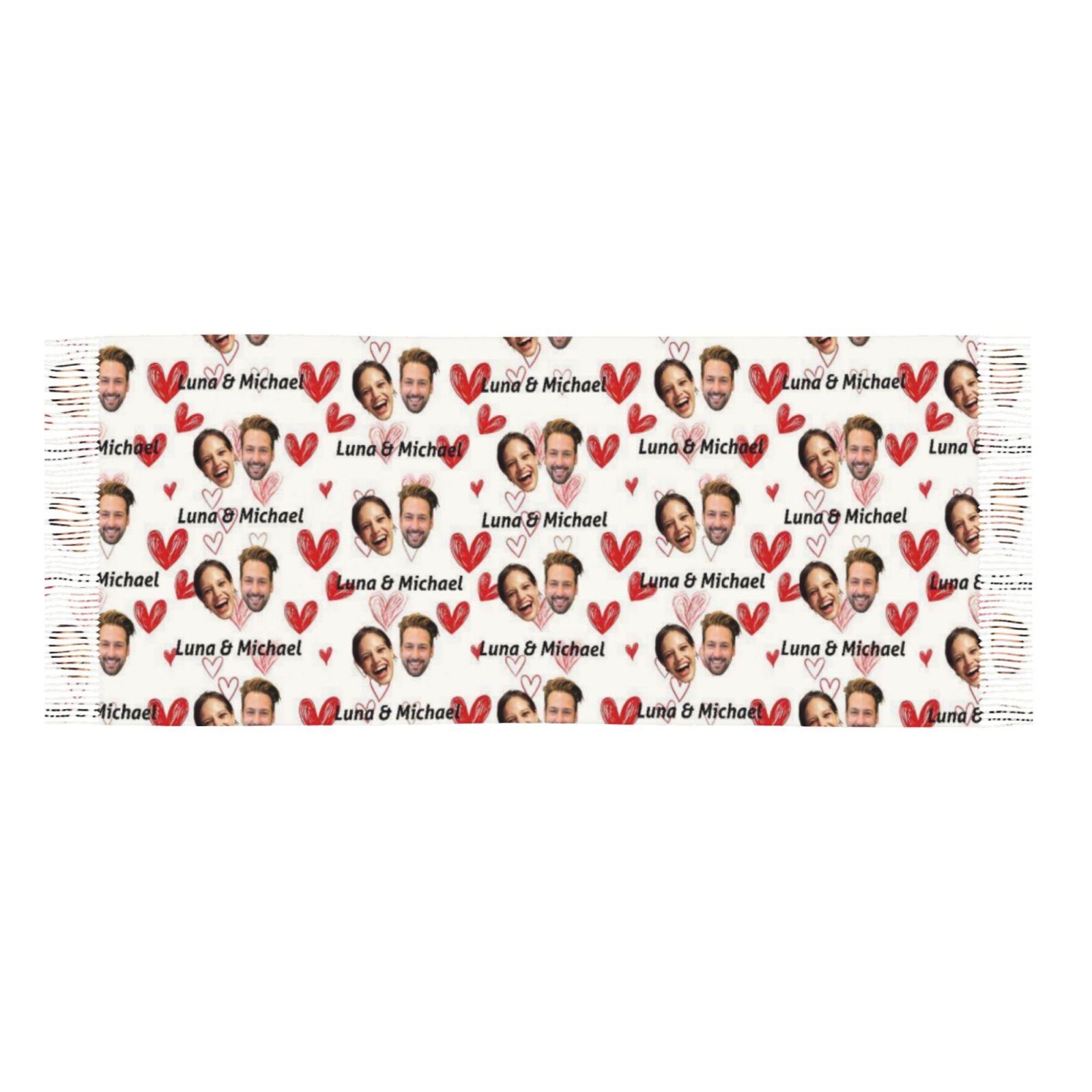 Custom Scarves with Heart Patterns and Couple Photos Gift for Valentine's Day