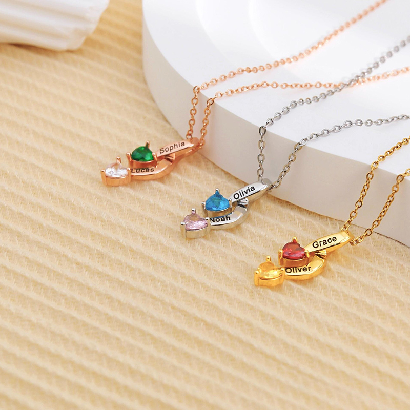 Collier personnalisé avec pierre de naissance et nom personnalisable un cadeau adorable pour les couples