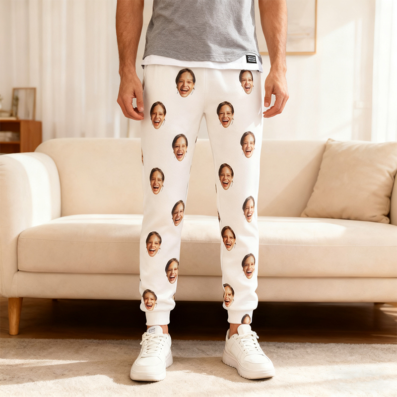 Personalized Unisex Sweatpants Custom Face Photo Arrangement Design Gift for Family