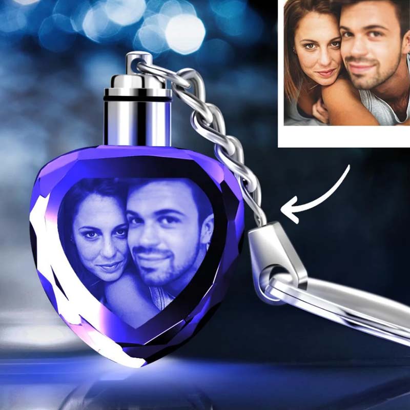 Porte-clés photo personnalisé en forme de cœur en cristal Cadeaux pour papa