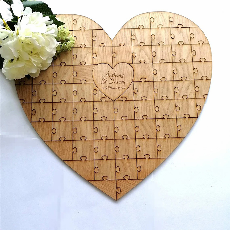 ハート型 文字入れ ウエルカムボード 結婚式 パズル 木製 カスタマイズ