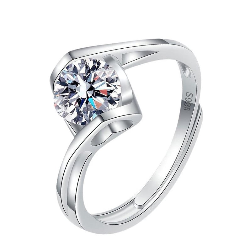 Jeulia Twist Round Cut Love Shape Sterling Silver Ring
