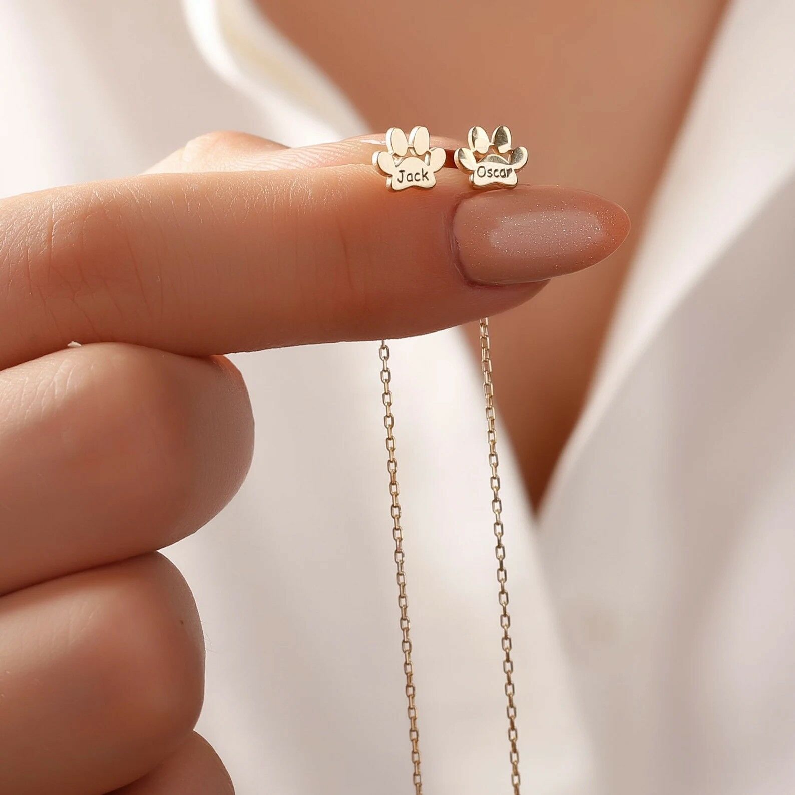 Personalized Pet Paw Ear Chain Gift For Pet Lovers