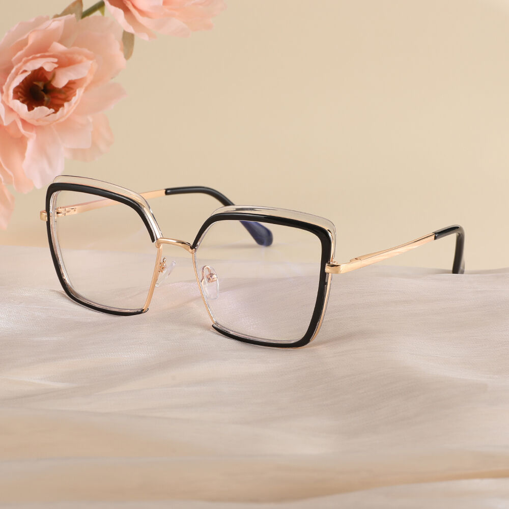 Deborah Geometric Black Clear Glasses