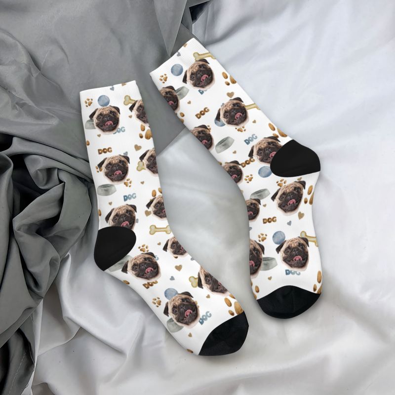 Customizable Dog Face Socks Printed with Dog Items for Pet Lovers