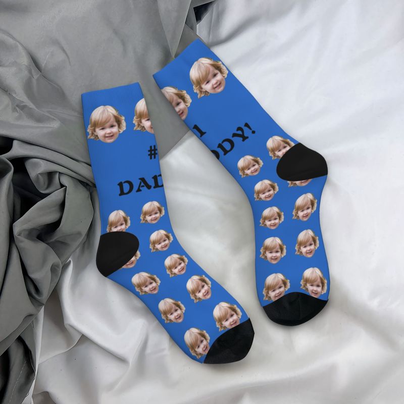 Personalized Face Socks with Child Photos Added as a Father's Day Gift