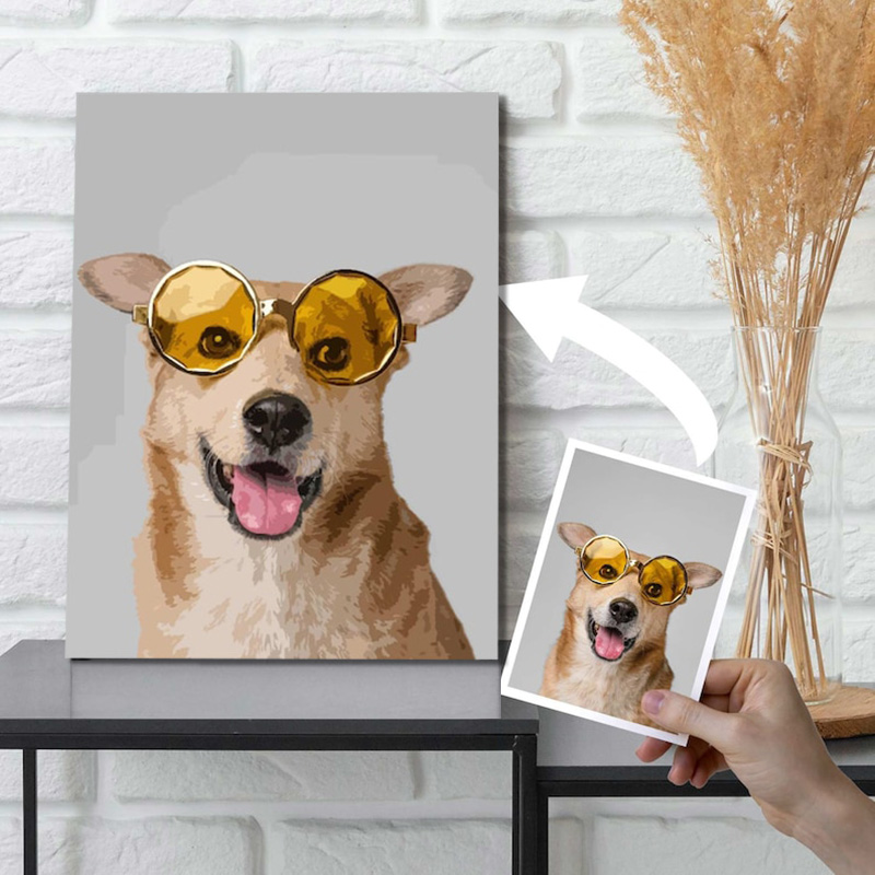 数字 塗り絵 油絵風 犬 猫 ペット 写真 デジタル DIY絵 インテリア