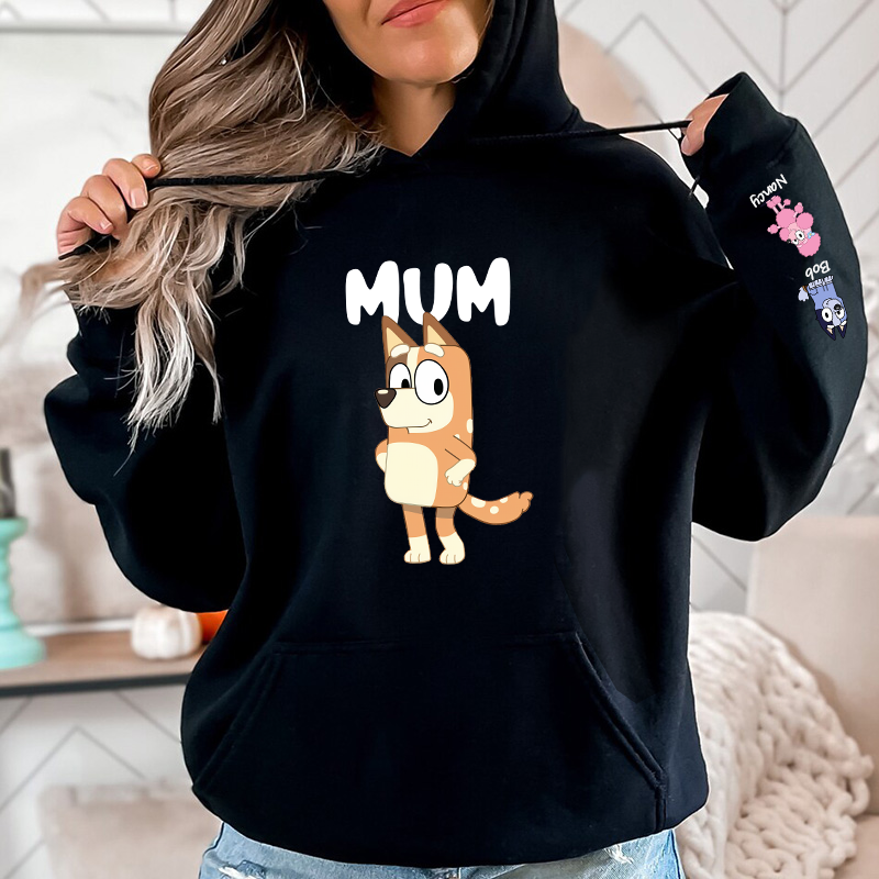 Personalized Hoodie Custom Dog Mama with Cute Cartoon Pattern Design Perfect Mother's Day Gift