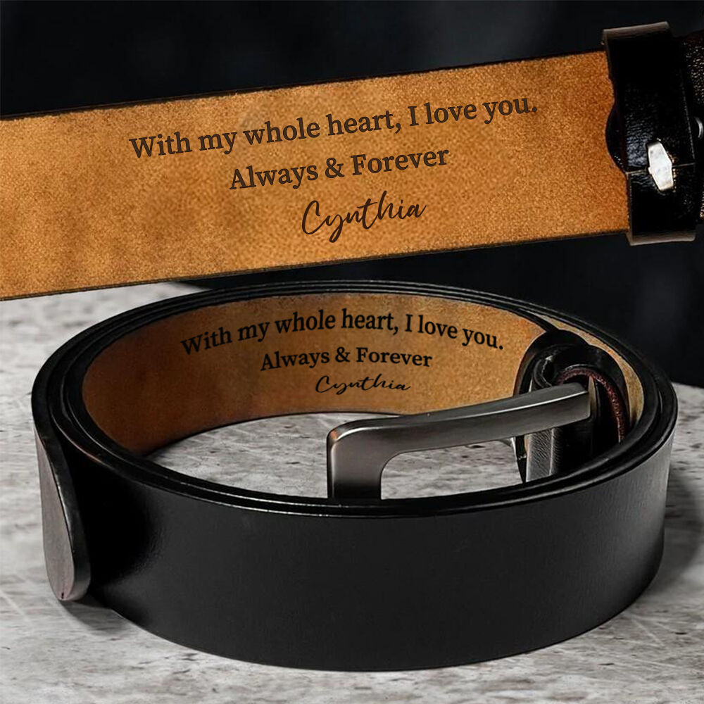 Personalized Leather Belt Mens Engraved Belt Birthday Gift for Husband