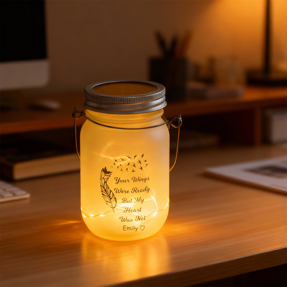 Custom Memorial Jar Night Light Solar-Powered Wishing Bottle Christmas Ornament for Family
