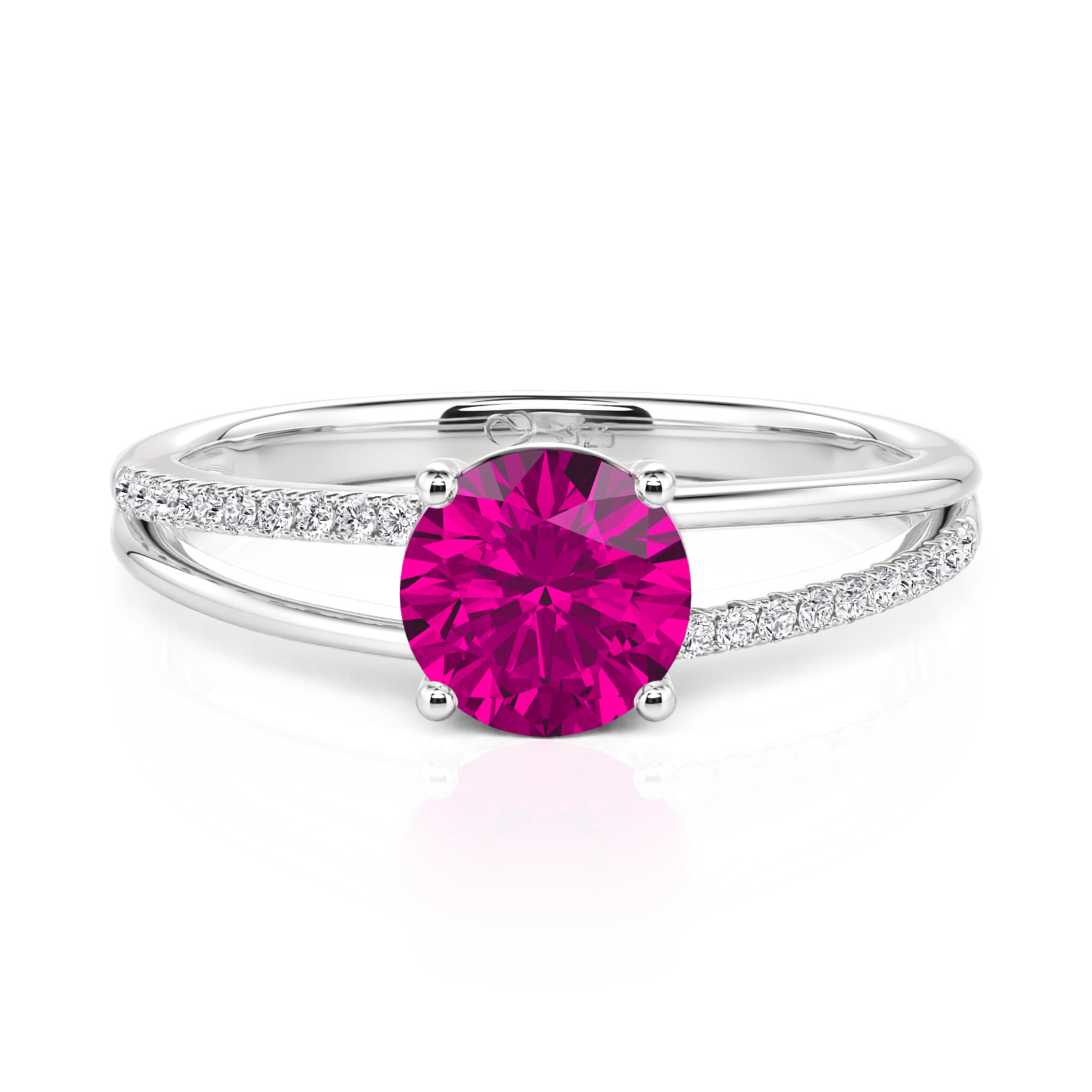 Jeulia Custom Split Shank Round Cut Promise Ring with Birthstone