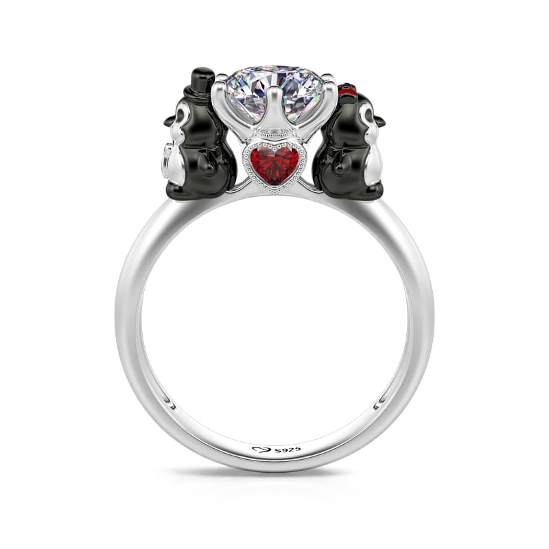 Jeulia Hug Me "Pure Love" Penguin Round Cut Sterling Silver Ring