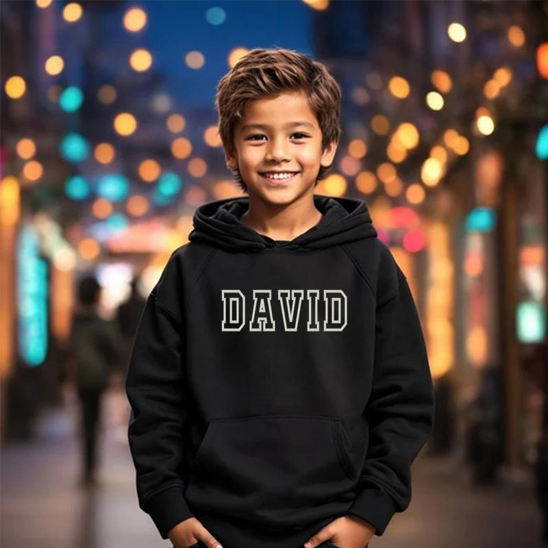 Personalized Kids Embroidered Hoodie Custom Line Name Gift For Children