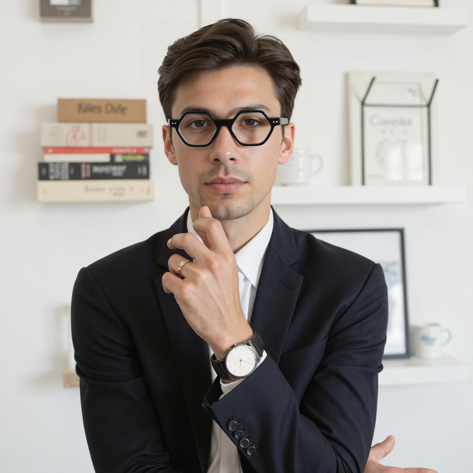 Stuart Geometric Black Glasses