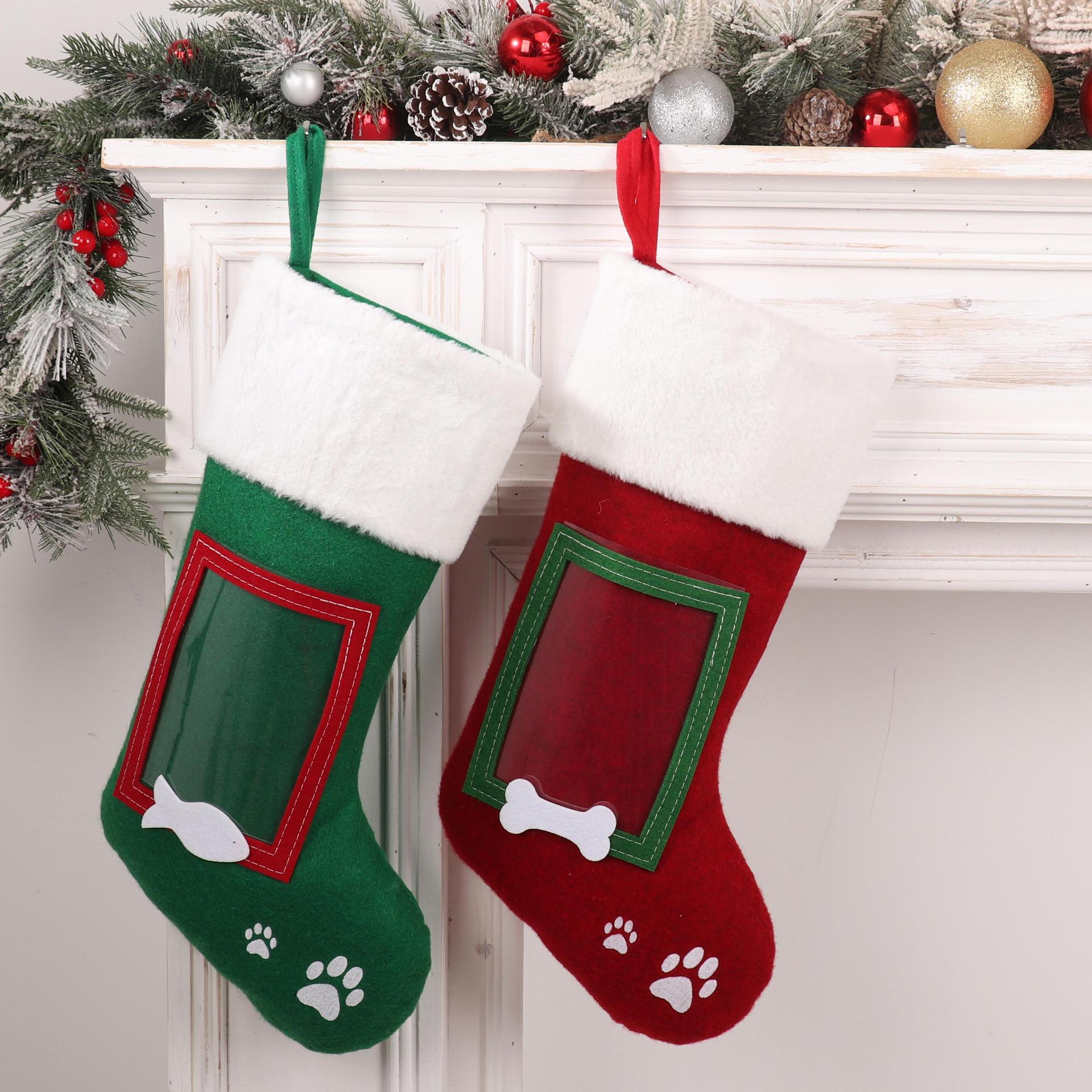 Personalized Christmas Stockings Customized Photo and Embroidered Name Gifts for Pet Lovers