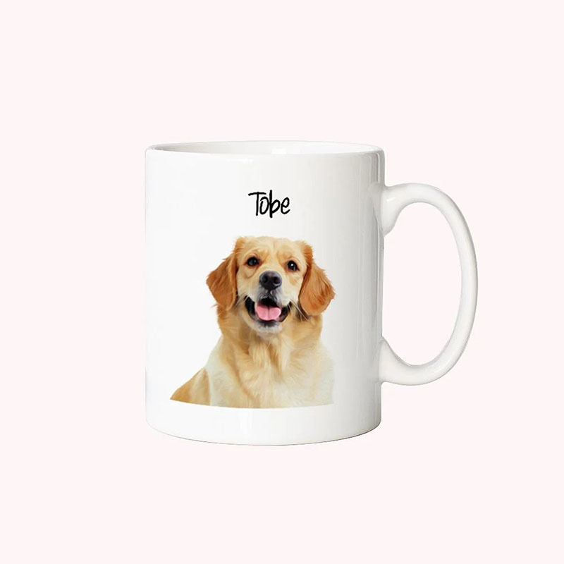Custom Ceramic Mug with Cute Pet Portrait and Name for Pet Lover Gifts