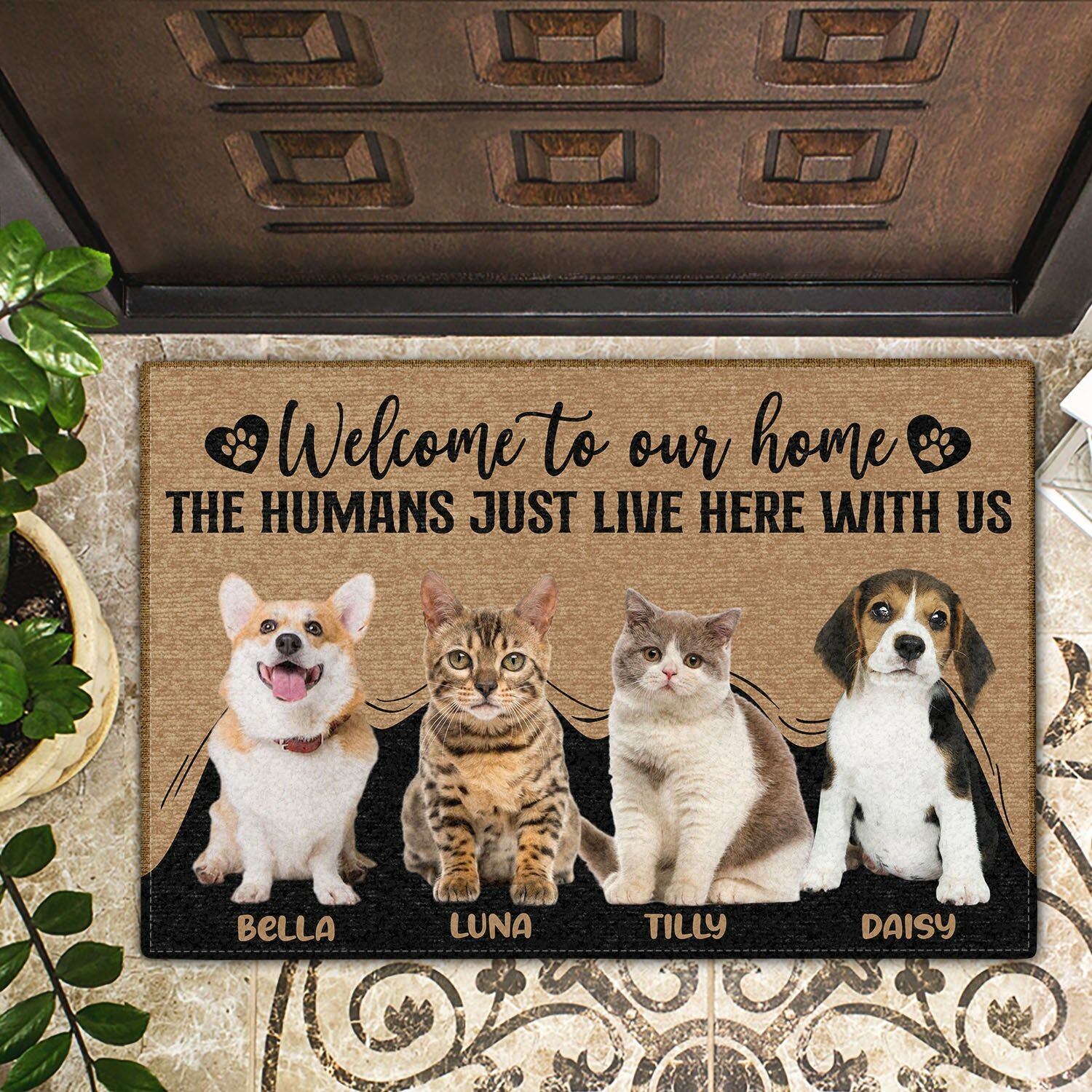 Personalized Floor Mats Custom Pet Photos and Names Cute Home Decor
