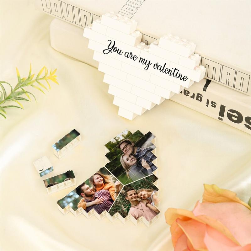Personalized Heart-Shaped Photo Block Puzzle Warm Gift For Wife