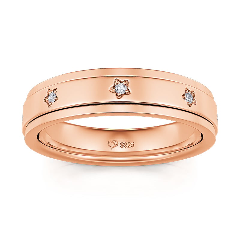 Jeulia "Charming Starlight" Rotatable Sterling Silver Women's Band