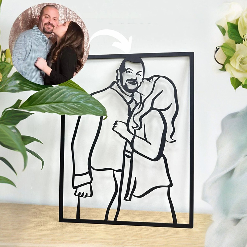 線画 イラスト フォト フレーム 写真立て 木製