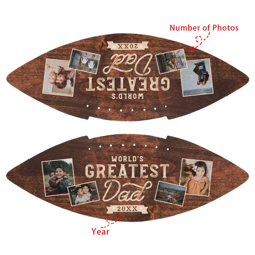 Customized Football Add Photos Gift for the Best Dad in the World