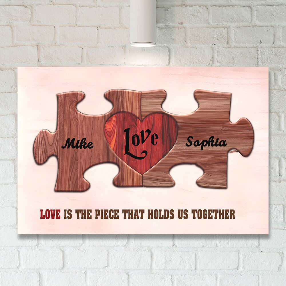 Personalized Name Puzzle Canvas Wall Art Creative Gift for Couples