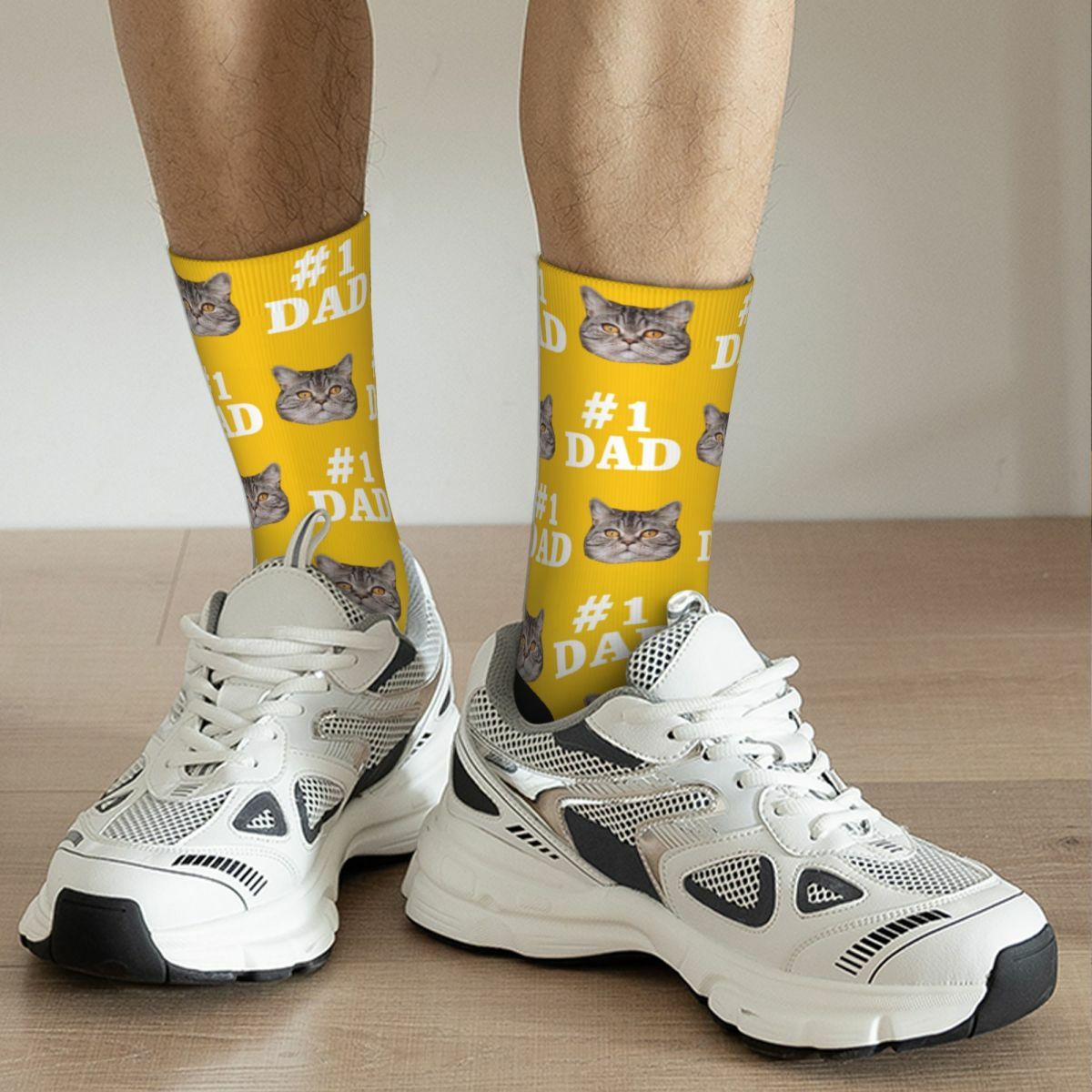 "#1 DAD" Customized Face Socks Father's Day Gift for Dad