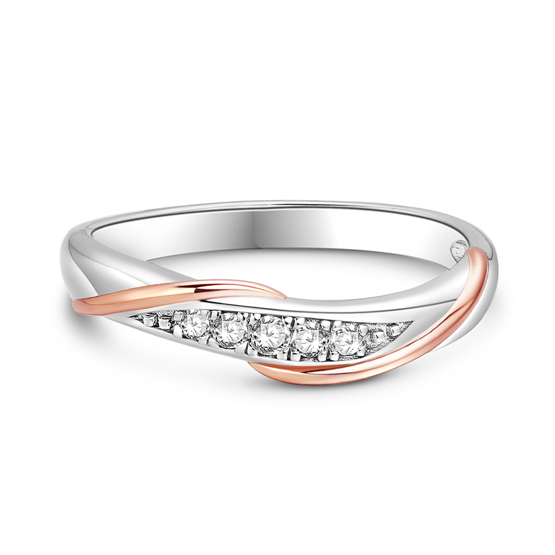 Jeulia Two Tone Twist Rose Gold Women's Wedding Band Sterling Silver