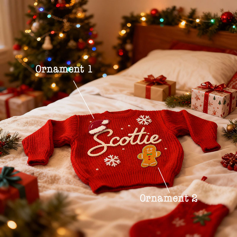 Personlig handgjord tröja med namn och snöflingemönster en värdefull present till barn