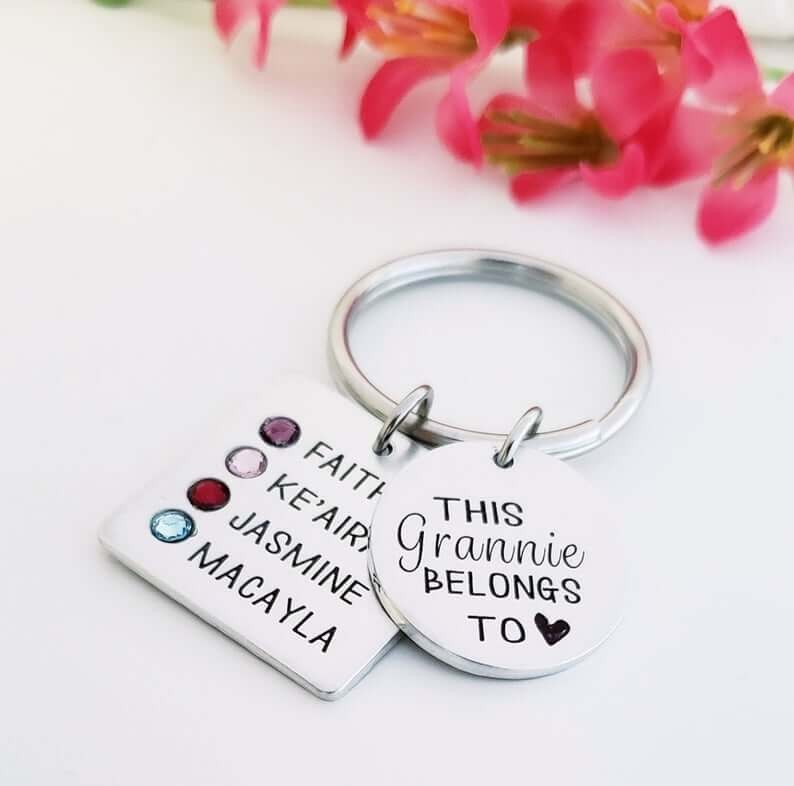 カスタマイズ 刻印 誕生石 キーホルダー