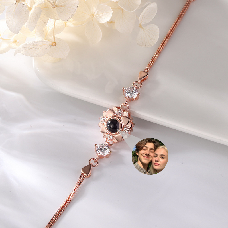 Personalisiertes Blumen Foto Projektion Armband Geschenk