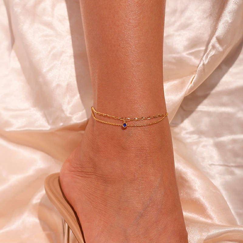 Personalized Birthstone Anklet with Custom Letter Shiny Gift for Birthday