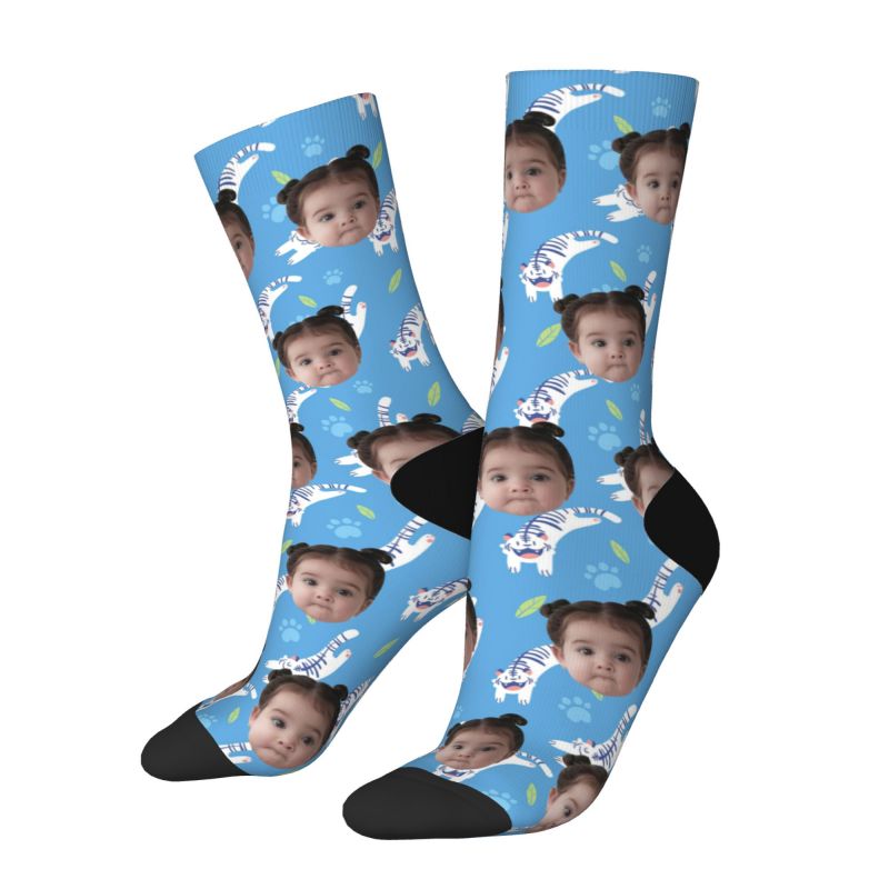 Calcetines faciales personalizados impresos con fotos infantiles para padre