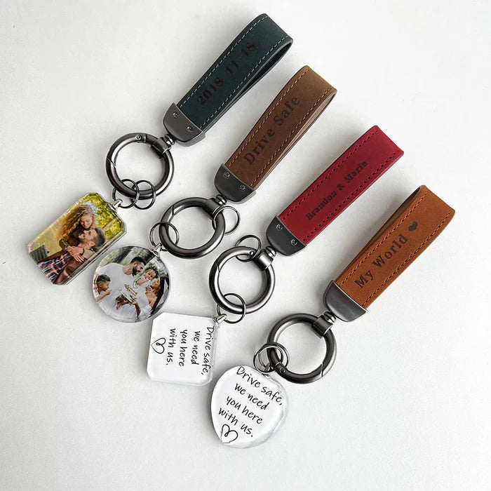Personalized Leather Keychain With Photo Cool Christmas Gift For Men