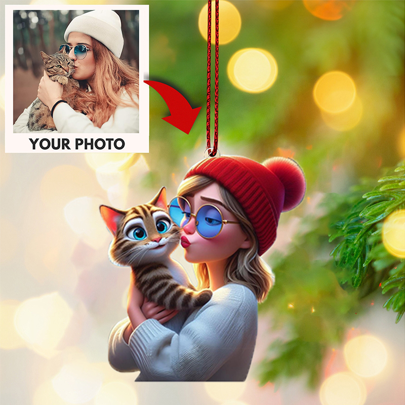 Personalized Cartoon Photo Style Acrylic Hanging Ornaments For Christmas