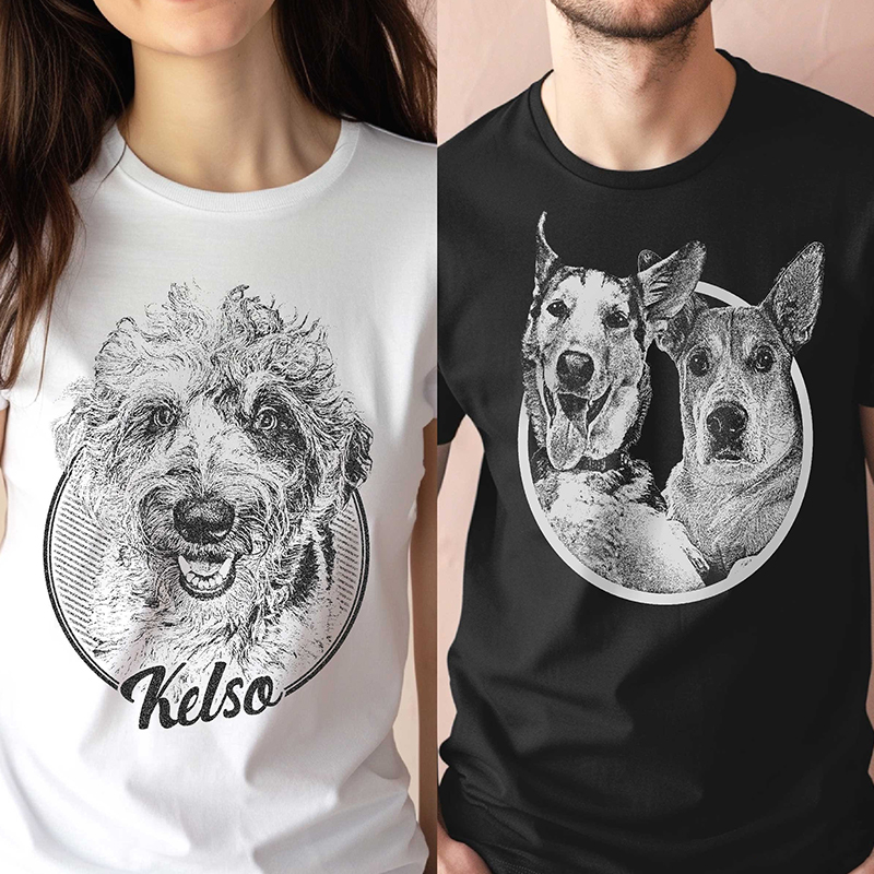 Personalized T-shirt Custom Photo Animal Portrait Cool Style Design Perfect Gift for Pet Lovers