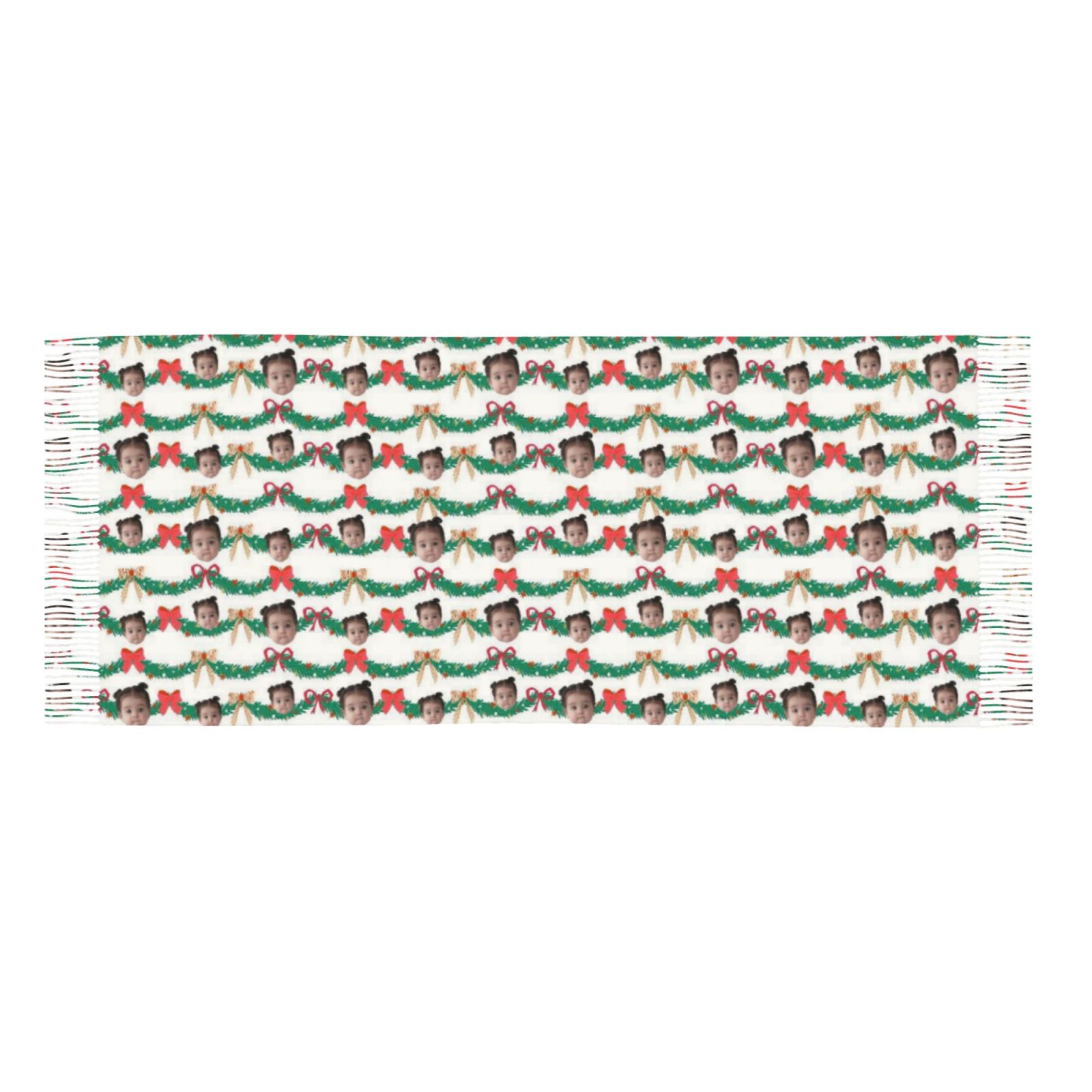 カスタマイズ 写真入れ 顔写真 スカーフ ストール 大判 クリスマス柄