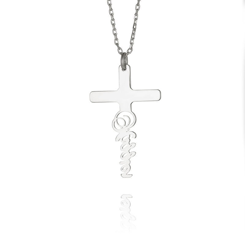 クロス 十字架 ネーム 誕生石 ネックレス