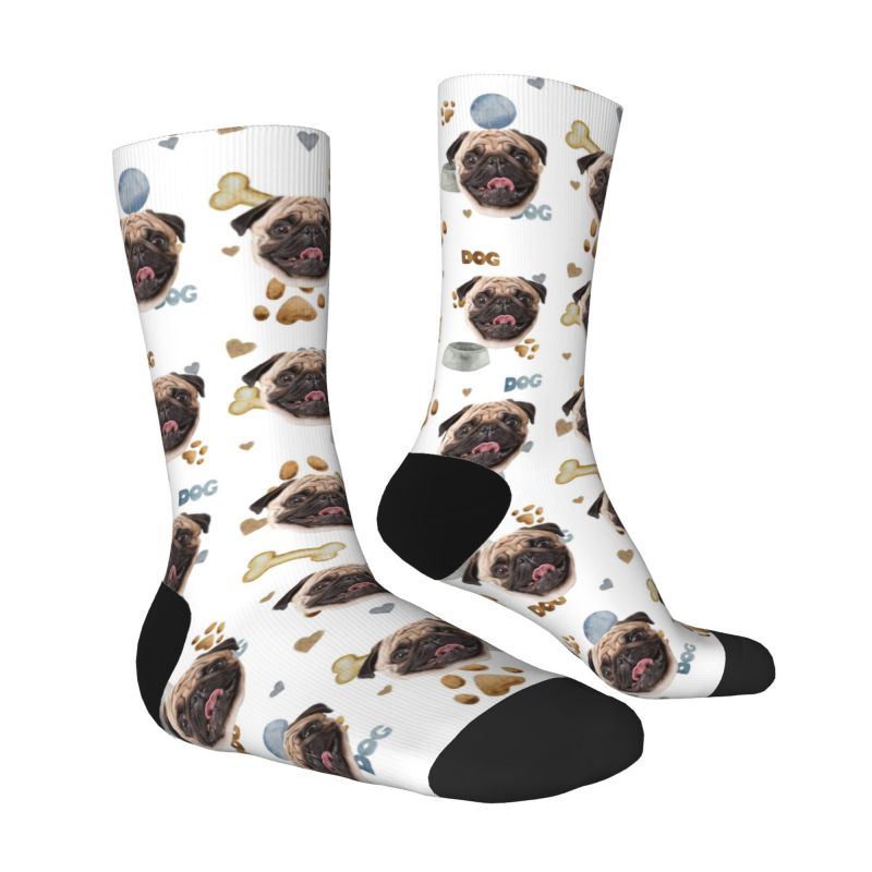 Customizable Dog Face Socks Printed with Dog Items for Pet Lovers