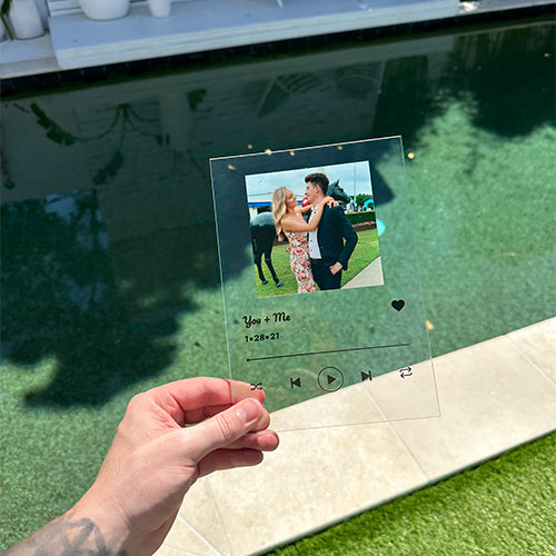 Personalized Acrylic Plaque Customized Photo and Song Name Sweet Gift for Couple