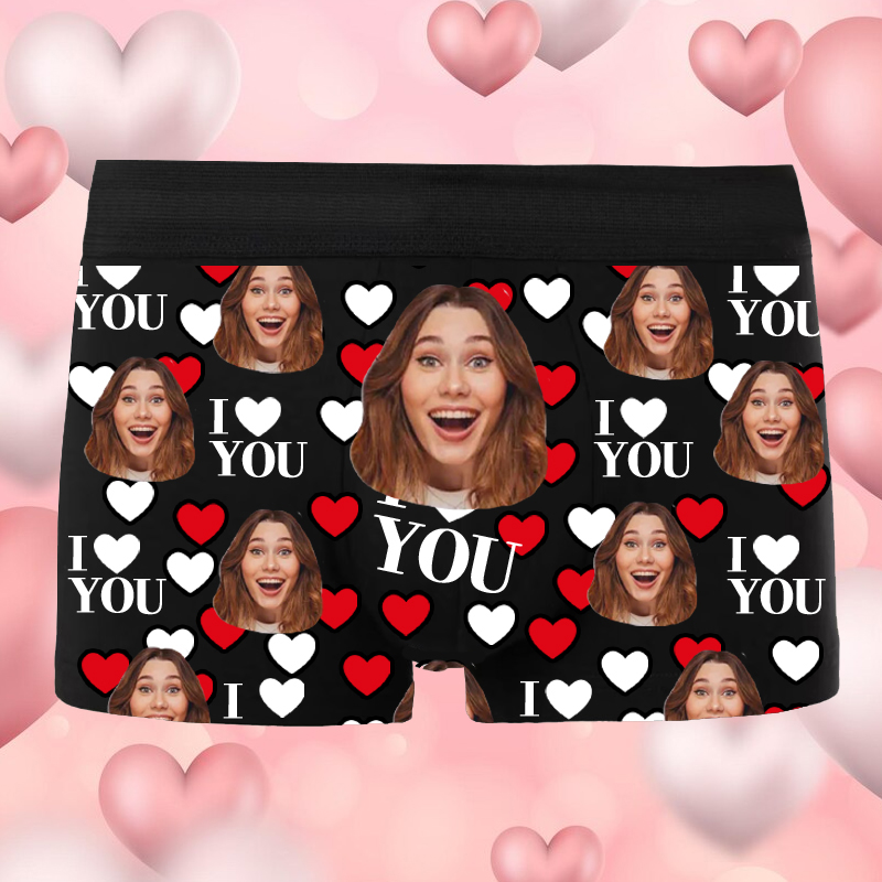 Personalisierte Foto Herren Unterwäsche Boxershorts Interessante Valentinstag Geschenk "Ich liebe dich"
