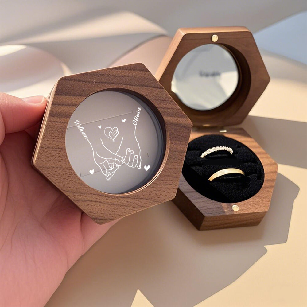 Personalized Wooden Wedding Ring Box Engagement Ring Box Anniversary Gifts for Her