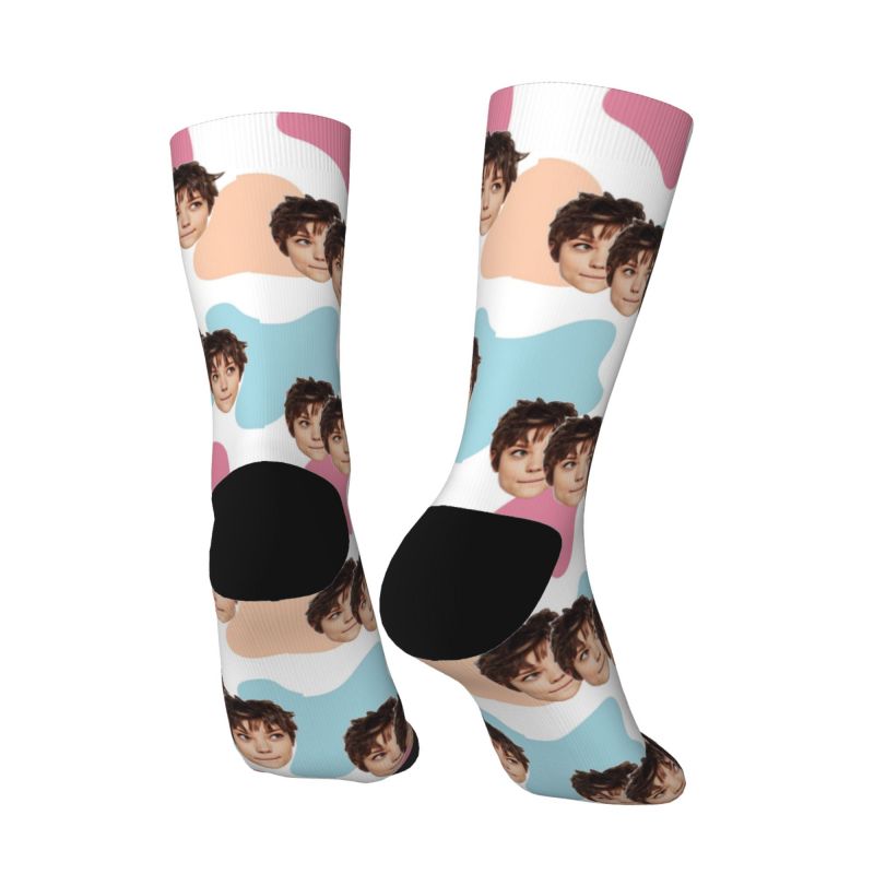 Custom Socks Colorful Cow Pattern Print Funny Three Face Photos