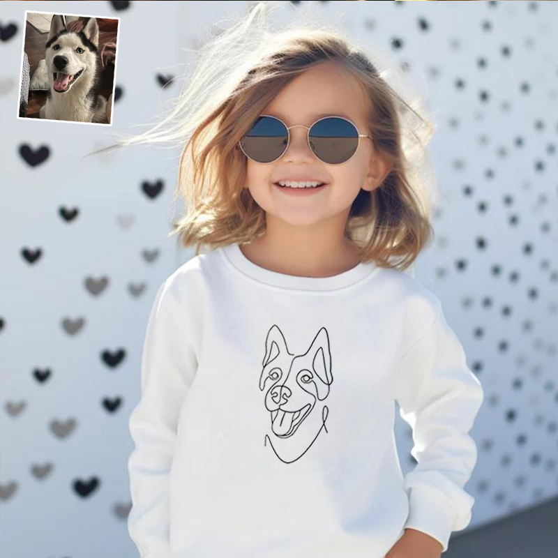 Sweatshirt brodé personnalisé pour enfants Dessin au trait Cadeau chaud pour enfants