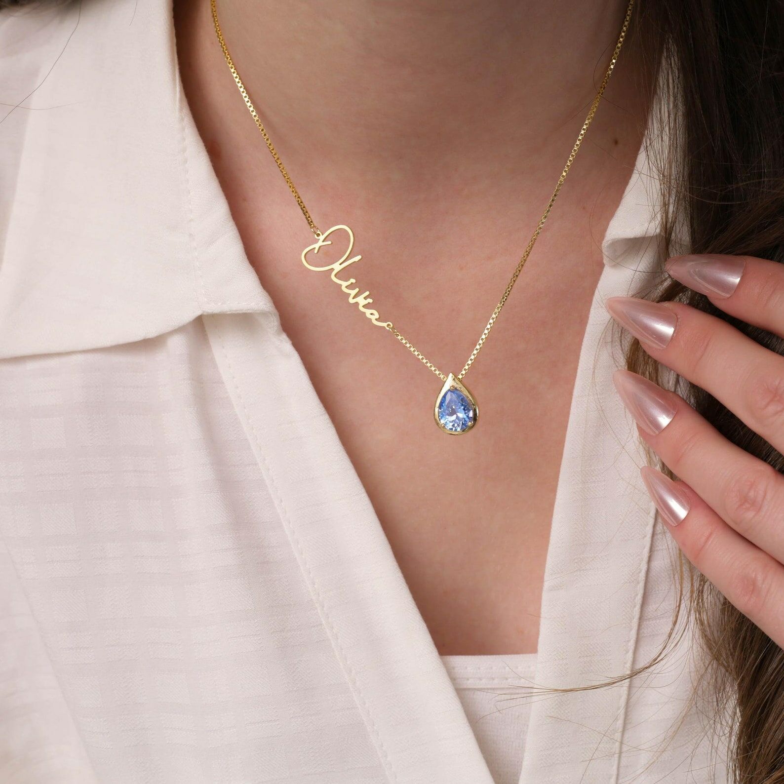 Personalized Birthstone Necklace With Name Gift For Birthday