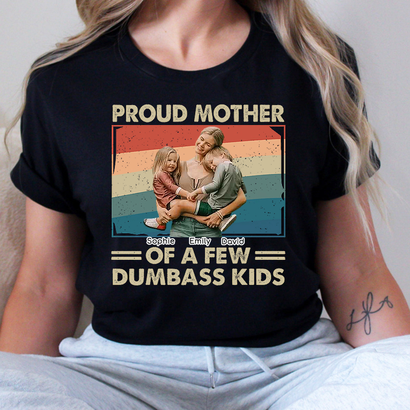 Personalized T-shirt Proud Mother of A Few Kids with Custom Photo Funny Gift for Mother's Day