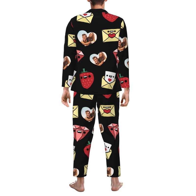 Personalized Pajamas Custom Heart Photo Letter Strawberry Diamond Design Cute Gift for Loved One