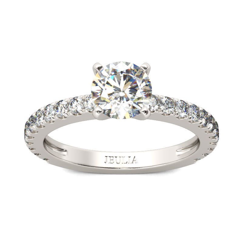 Engraved 2.5CT Round Cut Engagement Rings in Sterling Silver
